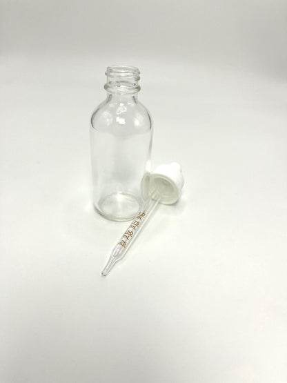 2 oz Clear Boston Round Bottle with Graduated CR Glass Dropper