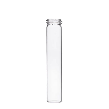 Airtight clear glass pre-roll tube with black metal cap for premium cannabis packaging