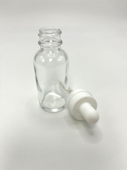 1 oz Clear Boston Round Bottle with Graduated CR Glass Dropper