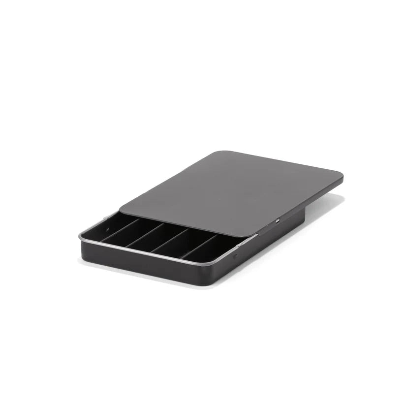 Black child-resistant slider tin for secure cannabis pre-roll packaging