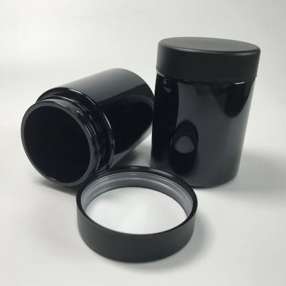 4oz black opaque jar for cannabis edibles and concentrate storage