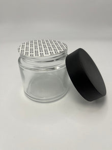 6oz Transparent Glass Jar with Black Child Resistant Cap