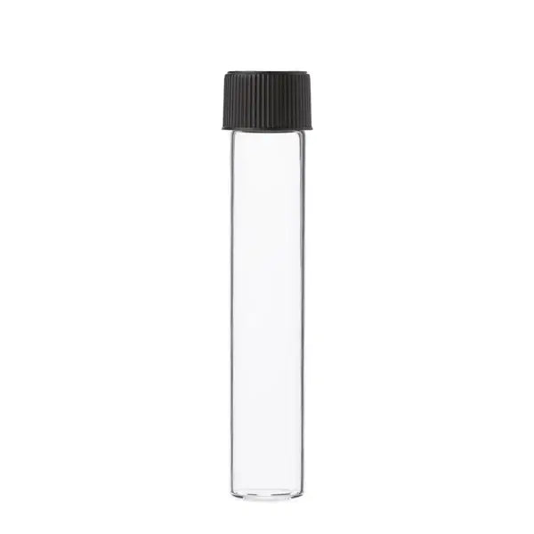 Child-resistant cannabis packaging glass pre-roll tube with secure plastic cap