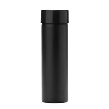 Child-resistant matte black glass pre-roll tube with secure plastic cap