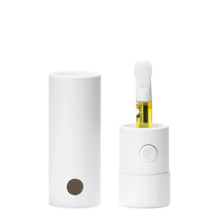 Child-resistant cardboard vape cartridge tube with press-button mechanism, 105mm