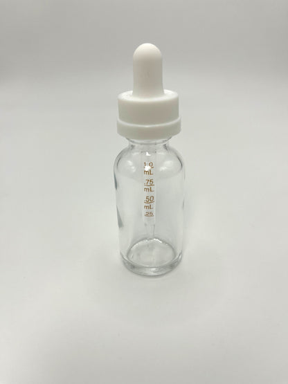 1 oz Clear Boston Round Bottle with Graduated CR Glass Dropper