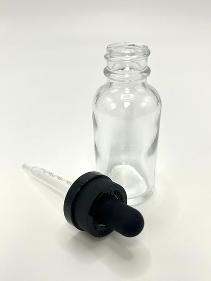 1 oz Clear Boston Round Bottle with Graduated CR Glass Dropper