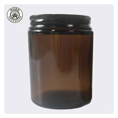 6oz Straight Sided Dark Brown Glass Jars With Black Caps