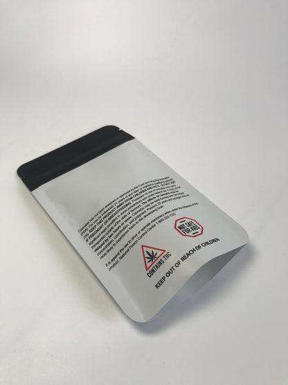 1/4oz Compostable Matte Light Grey PCR Mylar Flat Bags with Tear Notch