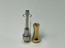 Glass Vape Cartridge with Gold Metal Mouthpiece | 1.0mL - Screwed Mouthpiece