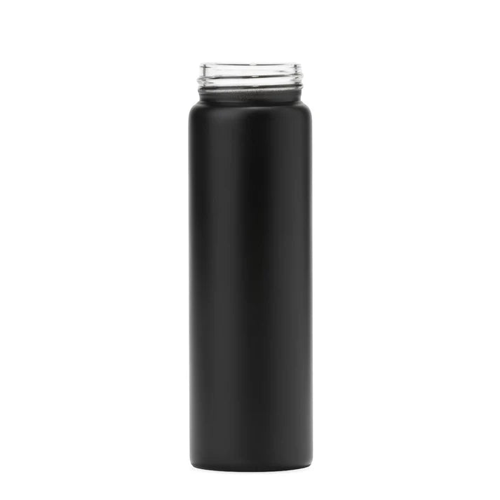 Matte black glass pre-roll tube with 32-415 cap for premium cannabis packaging