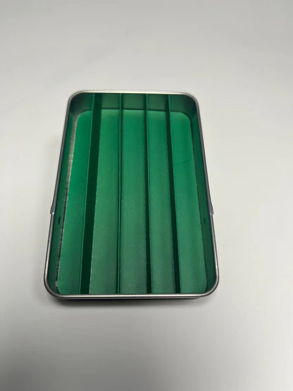 Green paper insert designed to hold five pre-rolls inside packaging boxes