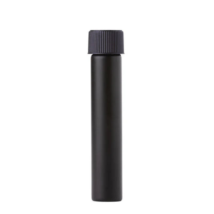Smell-proof matte black glass pre-roll tube with child-resistant cap for secure packaging