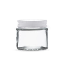 Sustainable 3oz straight-sided clear glass jar for cannabis flower and edibles