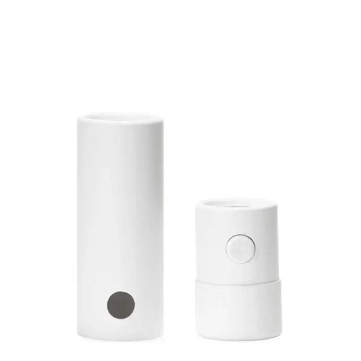 Sustainable cardboard vape cartridge tube with child-resistant press button closure