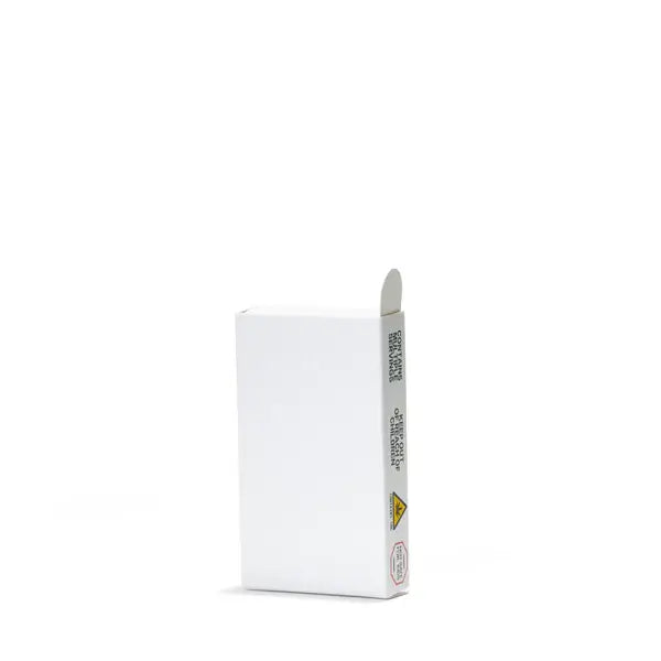Sustainable white paper pull pack with child-resistant design for vape cartridge packaging