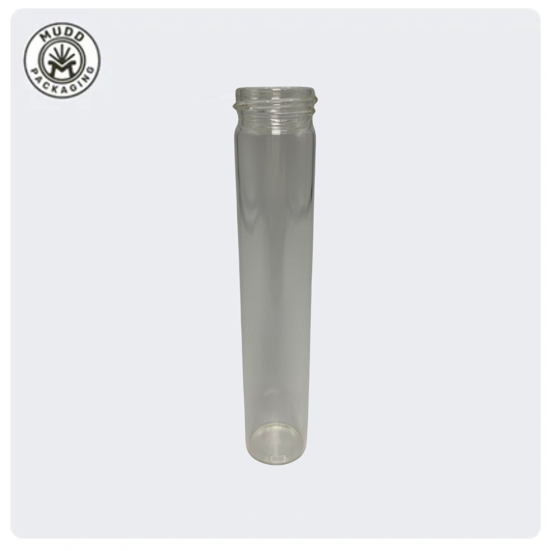 22x116mm Clear Wide Mouth Glass Tube with Black Metal Cap (300/case)