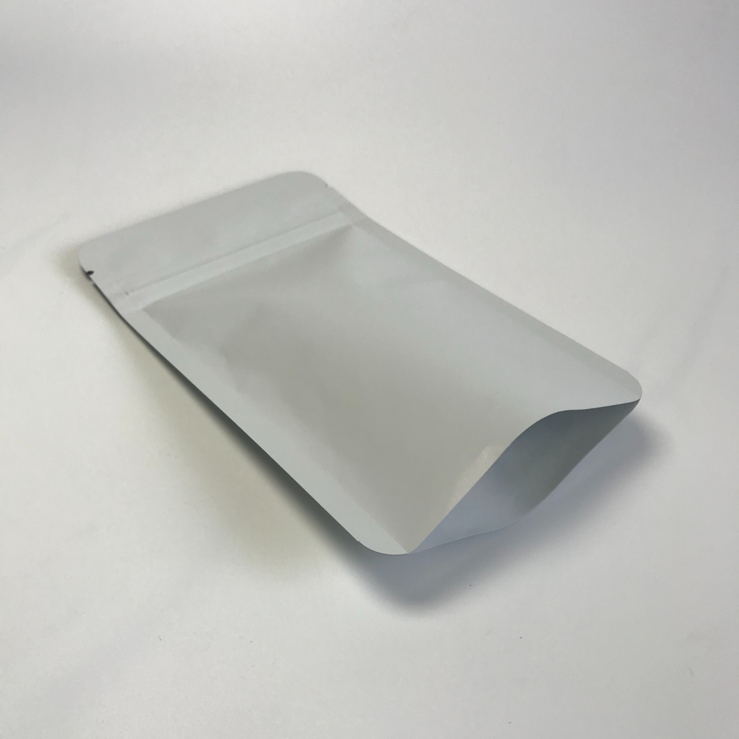 Eco-Friendly Matte Light Grey PCR Mylar Flat Bags with Tear Notch - W4" x H6.9"