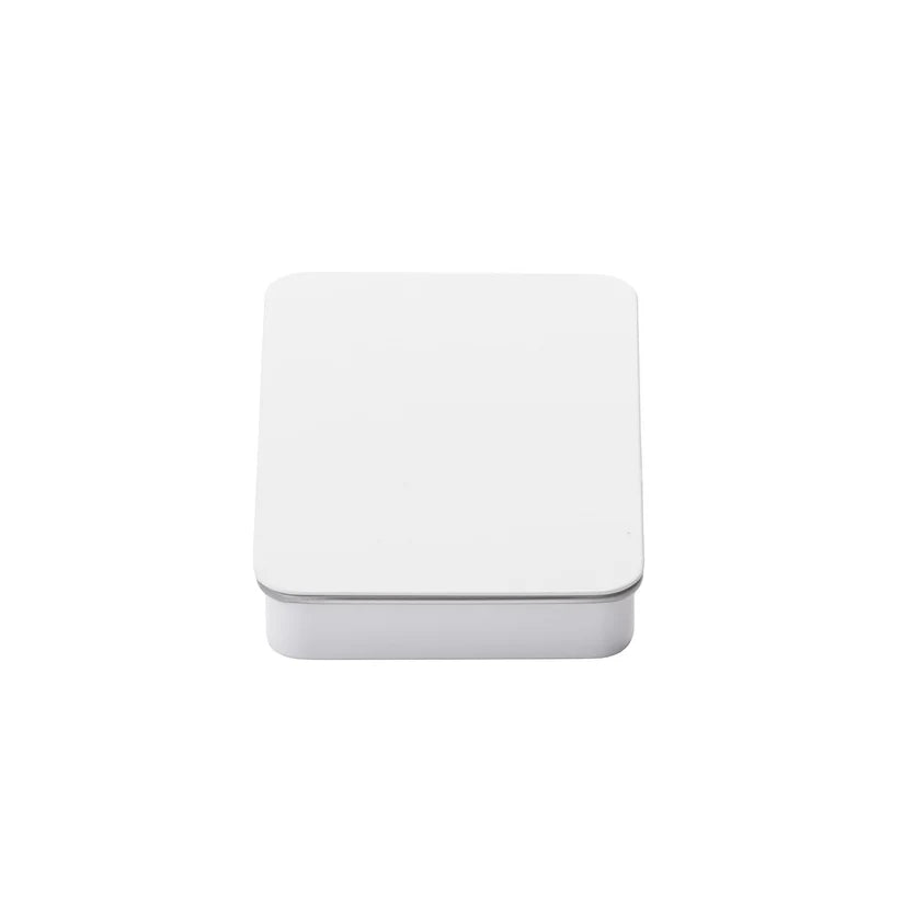 White slide tin box for storing pre-rolls, edibles, and small cannabis products